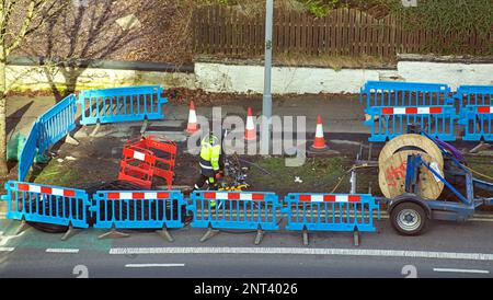 Straßenarbeiten an der A82 großen Westernkröte Glasgow, Schottland, Großbritannien Stockfoto