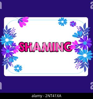 Schild mit Shaming. Internet-Konzept, das jemanden durch öffentliche Enthüllungen der Schande, Demütigung oder Verachtung aussetzen lässt Stockfoto