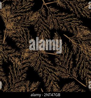 Wasserfarbenes, nahtloses Muster für trockenen Zweig und Blätter. Handbemalte Bo-Bo-Blätter. Blumenmotiv für Design, Druck, Stoff oder Hintergrund. Stockfoto