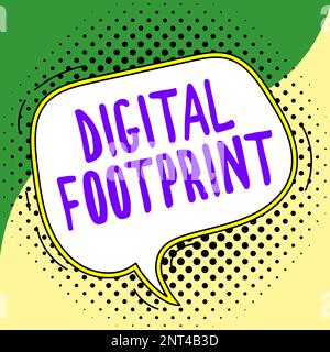 Textbeschriftung mit dem digitalen Fußabdruck. Das Geschäftskonzept nutzt digitale Technologie für den Fertigungsprozess Stockfoto