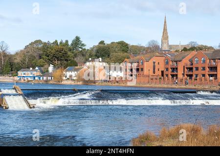 Trews Wehr im Fluss exe in Exeter Stockfoto