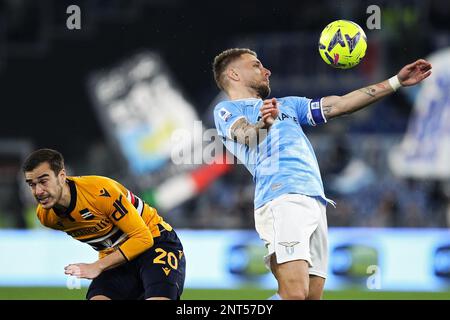 Rom, Italien - 27. Februar 2023, Ciro Immobile von Latium in Aktion während der italienischen Meisterschaft Serie Ein Fußballspiel zwischen SS Lazio und UC Sampdoria am 27. Februar 2023 im Stadio Olimpico in Rom, Italien - Photo Federico Proietti / DPPI Stockfoto