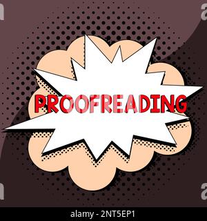 Schreiben Text anzeigen Proofreading. Geschäftsüberblick über das Lesen und Markieren von Rechtschreibfehlern, Grammatik- und Syntaxfehlern Stockfoto