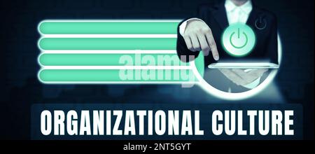 Textunterschrift zur Präsentation der Unternehmenskultur. Geschäftskonzept die Untersuchung der Art und Weise, wie Menschen innerhalb von Gruppen interagieren Stockfoto