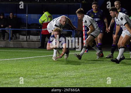 DCBL Stadium, Widnes, England. 27. Februar 2023 Betfred Championship, Widnes Vikings gegen Halifax Panthers; Betfred Championship Match zwischen Widnes Vikings und Halifax Panthers Guthaben: Mark Percy/Alamy Live News Stockfoto