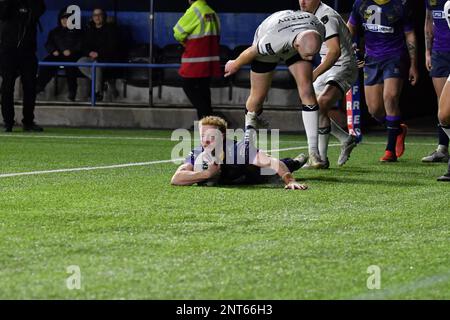 DCBL Stadium, Widnes, England. 27. Februar 2023 Betfred Championship, Widnes Vikings gegen Halifax Panthers; Betfred Championship Match zwischen Widnes Vikings und Halifax Panthers Guthaben: Mark Percy/Alamy Live News Stockfoto