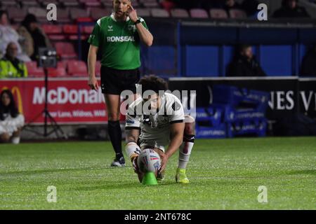 DCBL Stadium, Widnes, England. 27. Februar 2023 Betfred Championship, Widnes Vikings gegen Halifax Panthers; Betfred Championship Match zwischen Widnes Vikings und Halifax Panthers Guthaben: Mark Percy/Alamy Live News Stockfoto