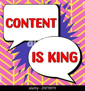 Textzeichen, das zeigt, dass der Inhalt König ist. Word Writed on Content ist das Herzstück heutiger Marketingstrategien Stockfoto