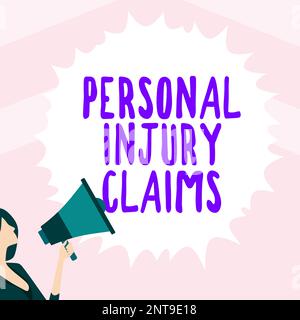 Schreiben mit Text Persönliche Verletzungsansprüche. Geschäftsbeispiele für Verletzungen oder Verletzungen in der Arbeitsumgebung Stockfoto