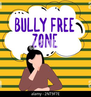 Handgeschriebenes Schild „Bully Free Zone“. Konzeptfotos Respekt vor anderen Mobbing ist hier nicht erlaubt Stockfoto