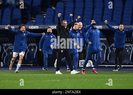 Rom, Italien. 27. Februar 2023. Maurizio Sarri von SS Lazio während des Spiels der Serie A zwischen SS Lazio und UC Sampdoria im Stadio Olimpico am 27. Februar 2023 in Rom, Italien. (Foto: Gennaro Masi/Pacific Press) Kredit: Pacific Press Media Production Corp./Alamy Live News Stockfoto