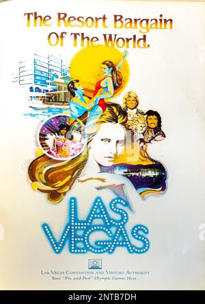 Reisewerbung für Las Vegas in einem Magazin in NatGeo, November 1983 Stockfoto