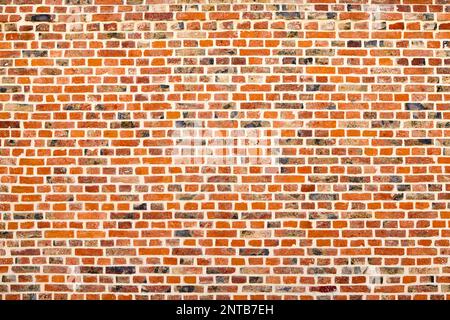 Vollformat Nahaufnahme einer roten Backsteinwand. Stockfoto
