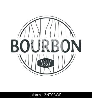 Das „Bourbon Wooden Barrel Keg“-Emblem kann für das „Classic American Beer“-Logo verwendet werden Stock Vektor