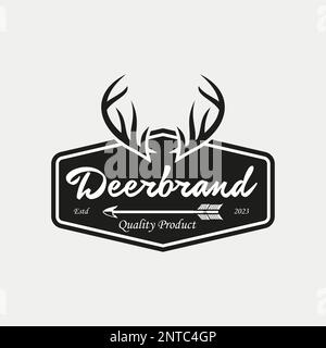 Bekleidung Vintage Logo, Deer Antler Marke Bekleidungssymbol Design Vector Template Stock Vektor