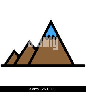 Symbol für die Linie „Mountainside“ isoliert auf weißem Hintergrund. Schwarzer, flacher Klassiker mit modernem Umriss. Lineares Symbol und bearbeitbare Kontur. Einfach und Pixel Stock Vektor