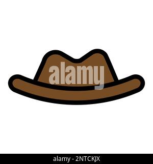 Hat-Linie-Symbol isoliert auf weißem Hintergrund. Schwarzer, flacher Klassiker mit modernem Umriss. Lineares Symbol und bearbeitbare Kontur. Einfach und pixelgenau Stock Vektor