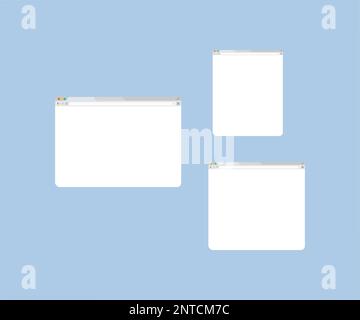 Weißes Vorlagenlogo für Webbrowserfenster. Browser im flachen Stil. Entwurfsvorlage mit Browserfenster für das Design von mobilen Geräten. Leere Vorlage. Stock Vektor