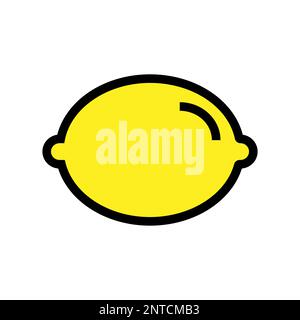 Zitronensymbol isoliert auf weißem Hintergrund. Schwarzer, flacher Klassiker mit modernem Umriss. Lineares Symbol und bearbeitbare Kontur. Einfach und pixelgenau Stock Vektor