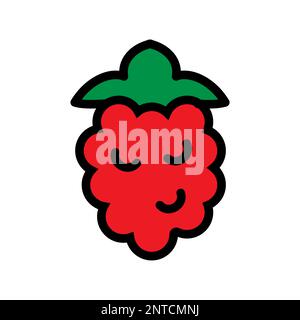 Raspberry Line-Symbol isoliert auf weißem Hintergrund. Schwarzer, flacher Klassiker mit modernem Umriss. Lineares Symbol und bearbeitbare Kontur. Einfach und Pixel pe Stock Vektor