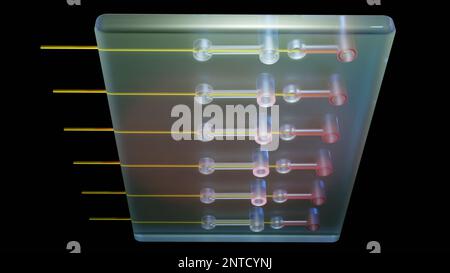 Transparente Mikrofluidik-Geräte. T3D-Darstellung rendern. Stockfoto