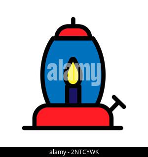 Symbol der Gaslampenlinie auf weißem Hintergrund isoliert. Schwarzer, flacher Klassiker mit modernem Umriss. Lineares Symbol und bearbeitbare Kontur. Einfach und Pixel pro Stock Vektor
