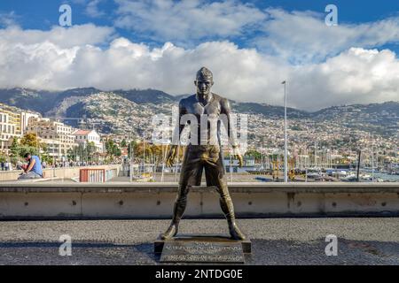 Statue, CR7 Museum, Av. Sa Carneiro, Funchal, Madeira, Portugal Stockfoto