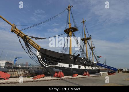 Schulschiff Fragata Dom Fernando II e Gloria, Cacilhas, Lissabon, Portugal Stockfoto