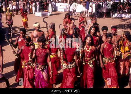 Velichappadu oder Oracles in Bharani Festival in Kodungallur, Kerala, Indien, Asien Stockfoto