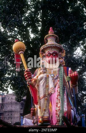 Hanuman in Kumbha Bharani Festival im Chettikulangara Devi Tempel, Alappuzha Aleppey, Kerala, Südindien, Indien, Asien Stockfoto