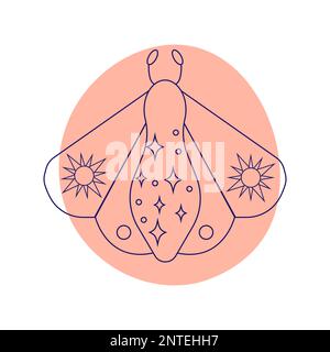 Motte. Esoterisches Symbol. Handgezeichnet linear Stock Vektor