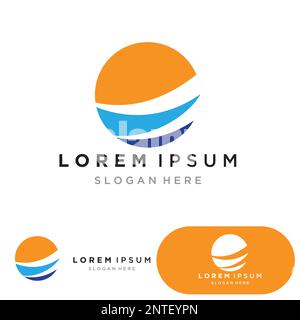 Ocean Sunset Logo Design Inspiration. Isoliert auf weißem Hintergrund Stock Vektor
