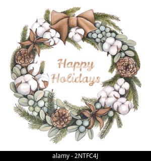 Weihnachtskranz, Hand-Zeichnungsvektor Stock Vektor