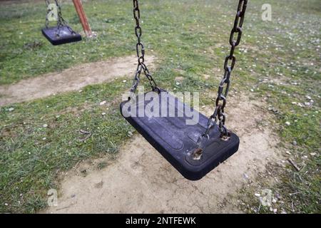 Details zum Kinderspiel in einem Park für Kinder, Spaß Stockfoto