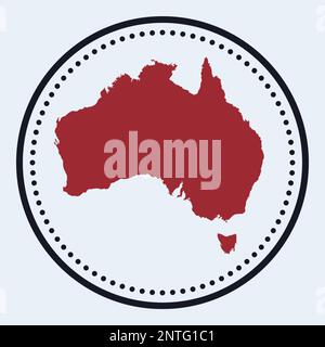 Australien-Rundstempel. Rundes Logo mit Landkarte und Titel. Stilvolles minimalistisches australisches Abzeichen mit Karte. Vektordarstellung. Stock Vektor
