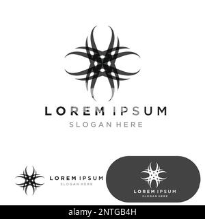 Blumenlogo. Das kreisförmige Logo. Logo der Blume. Stilisierte Blume. Blütenblätter. Einfaches Logo. Das Logo des Markenemblems. Mandala. Logo-Boutique. Logoty Stock Vektor