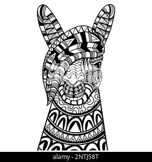 Abbildung der Alpaca Head Mandala zentangle Malseite für Ihr Unternehmen oder Ihre Marke Stock Vektor