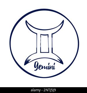 Handgezeichnete Zodiak-Schilder. Weiße Zwilling-Symbole auf weißem Hintergrund. Die astrologischen Symbole des Zodiac. Stock Vektor
