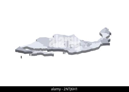 Politische Karte Mexikos der Verwaltungsabteilungen - Staaten und Mexiko-Stadt. Isometrische 3D-Leervektorzuordnung in Grauschattierungen. Stock Vektor