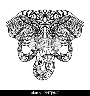 Elefantenkopf Mandala zentangle Malseite Illustration für Ihr Unternehmen oder Ihre Marke Stock Vektor