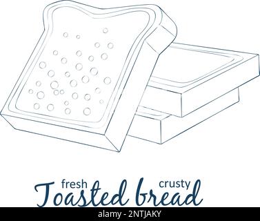 Symbol für getoastetes Brot. Cartoon-Vektor-Essensdarstellung. Handgezeichnete lineare Darstellung auf weißem Hintergrund Stock Vektor