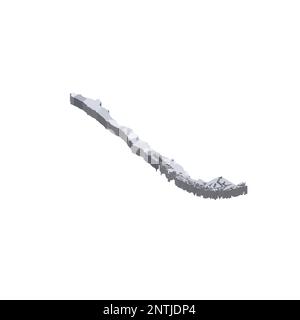 Politische Karte der Verwaltungsabteilungen - Regionen in Chile. Isometrische 3D-Leervektorzuordnung in Grauschattierungen. Stock Vektor