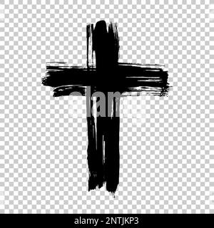 Handgezeichnetes Kreuz. Grunge Cross. Kreuz mit Pinselstrich auf isoliertem Hintergrund Stock Vektor