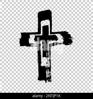 Handgezeichnetes Kreuz. Grunge Cross. Kreuz mit Pinselstrich auf isoliertem Hintergrund Stock Vektor