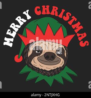 Faultier-Elf santa chirstmas Stil Vektordarstellung für Ihr Unternehmen oder Ihre Marke Stock Vektor