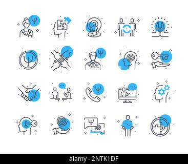 Psychologiesymbole blau eingestellt Stock Vektor