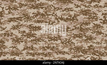 Pixel Army Uniform, militärisches Tarnmuster. Braun und Wüstensand. Militärisches Bekleidungsmaterial, Soldatenuniform, khaki-Maskierung oder Army Combat Camouflage-Vektor, nahtloser Druck oder Hintergrund Stock Vektor