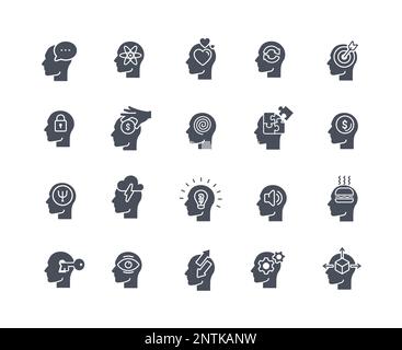 Schwarze Symbole für den Kopf Stock Vektor
