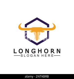 Logovorlage mit langem Horn, Vektordesign Stock Vektor