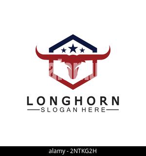 Logovorlage mit langem Horn, Vektordesign Stock Vektor